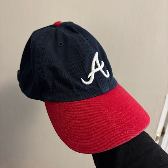 Atlanta Braves Hat Cap Strap Back Blue Red Plain Logo Baseball Adjustable - Picture 2 of 11
